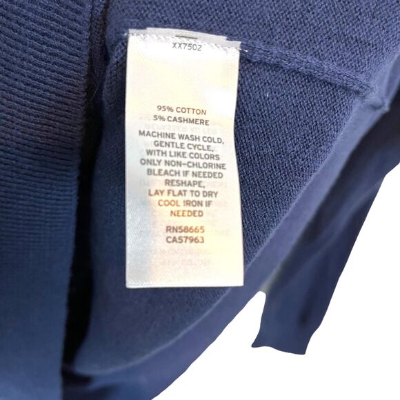 Wallin & Bros Mens Navy Blue Cotton Cashmere Lightweight Pullover Sweater Sz XL - Picture 4 of 11